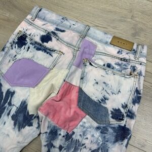 MNML Multicolor Patch Pastel Jeans Men's Sz 34 Pink Blue Distressed Streetwear